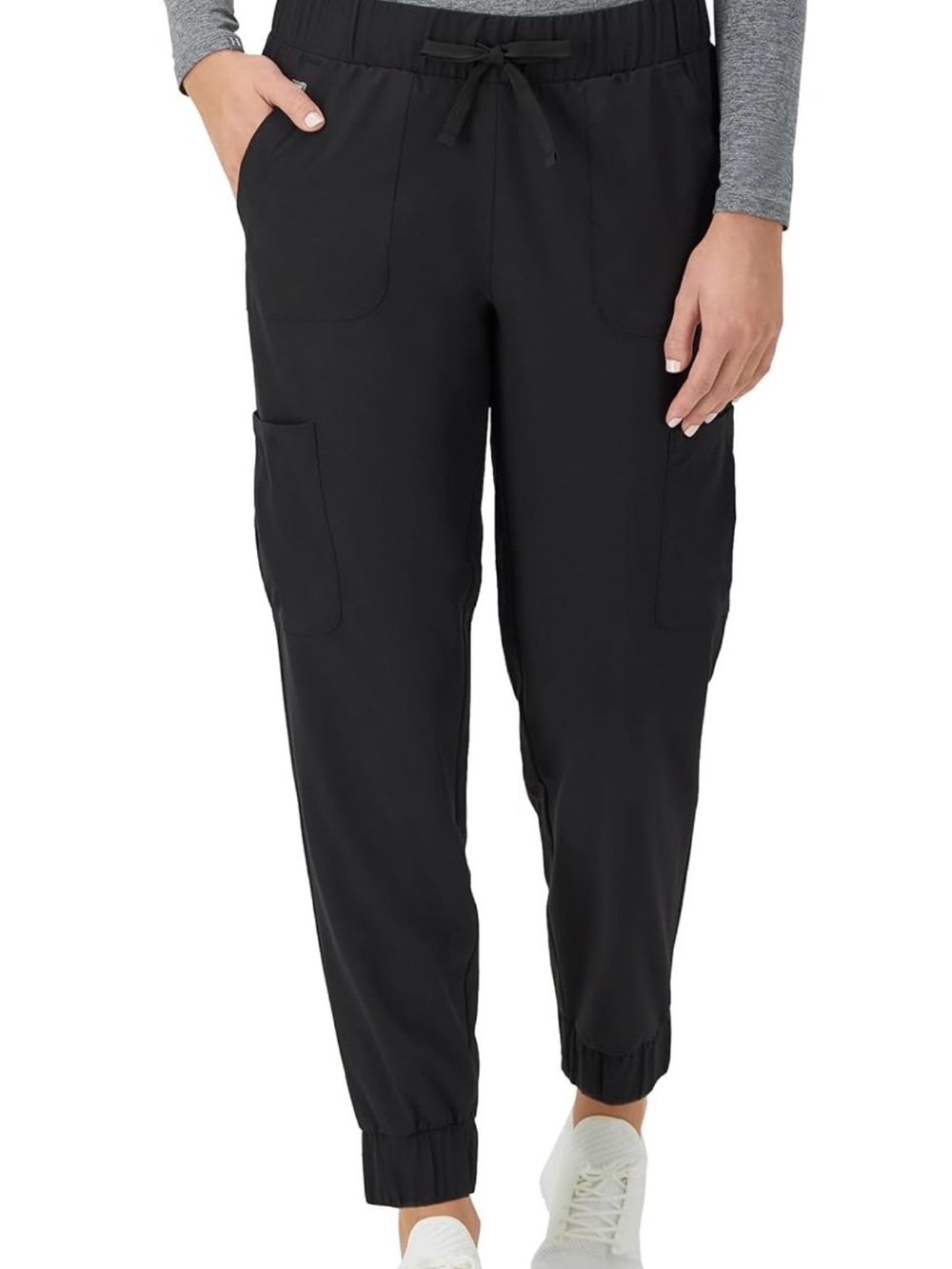 Hanes Black Cargo Jogger Pants with Drawstring